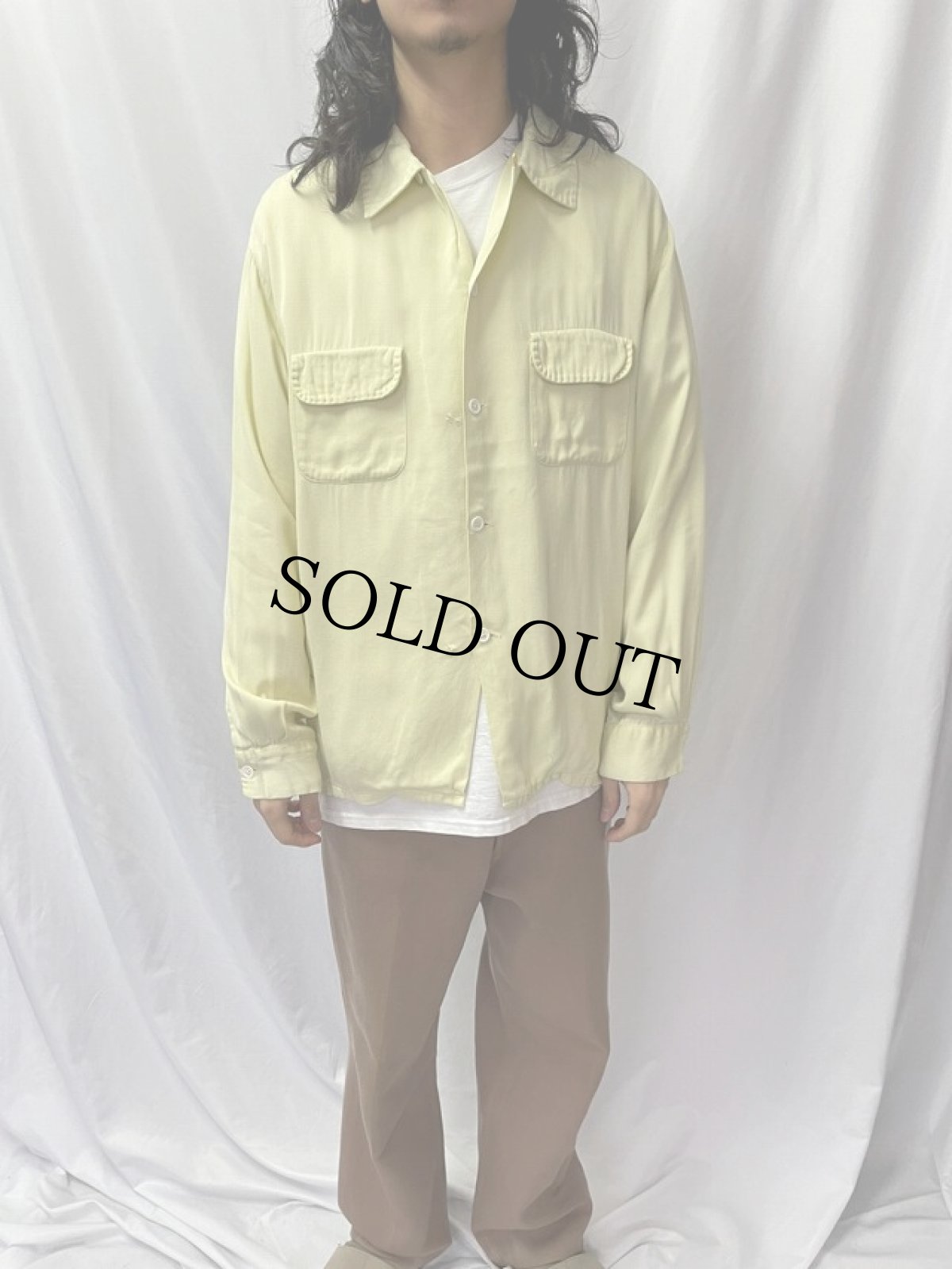 画像2: 50's BRENT USA製 レーヨンギャバジン オープンカラーシャツ XL (2)