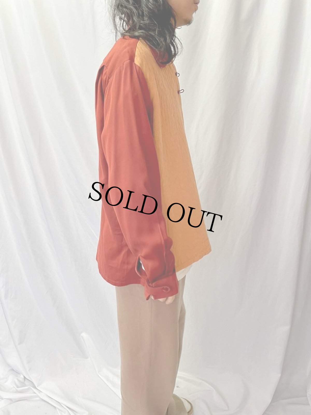 画像3: 50's Paul Howard 切り替えデザイン レーヨンギャバジン プルオーバーシャツ L (3)