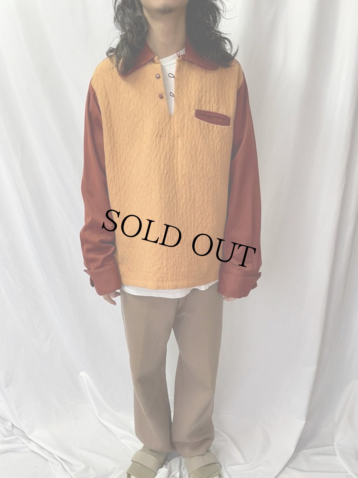 画像2: 50's Paul Howard 切り替えデザイン レーヨンギャバジン プルオーバーシャツ L (2)