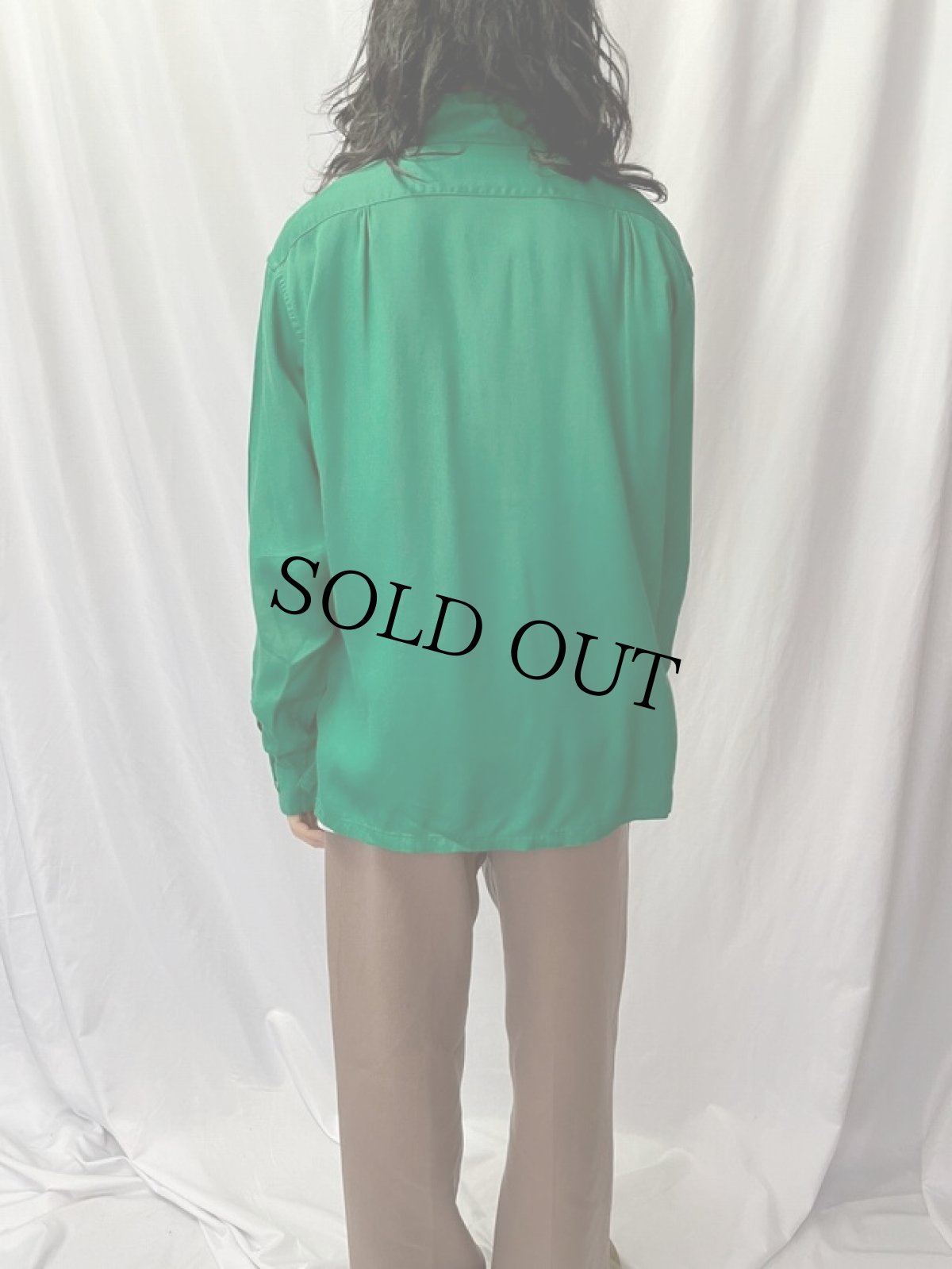 画像4: 50's PENNY'S TOWNCRAFT レーヨンギャバジン オープンカラーシャツ L (4)