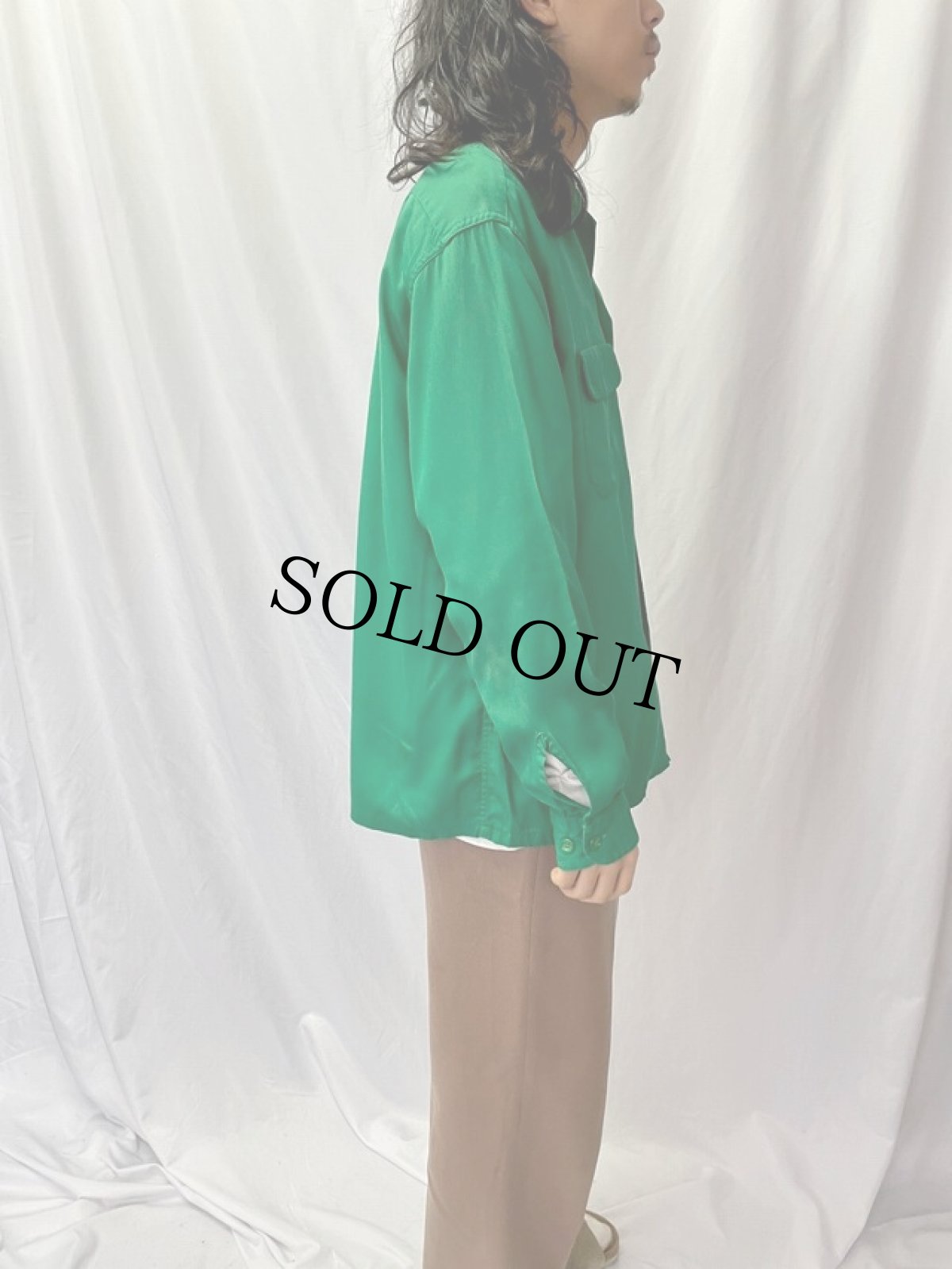 画像3: 50's PENNY'S TOWNCRAFT レーヨンギャバジン オープンカラーシャツ L (3)