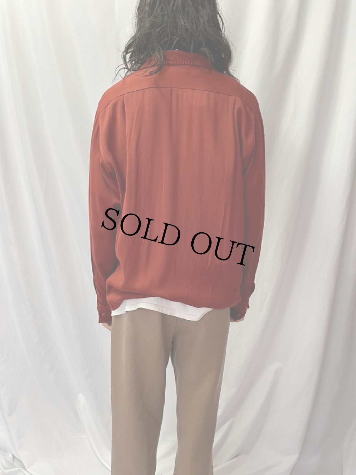 画像4: 50's Don Juan OF CALIFORNIA USA製 レーヨンギャバジン オープンカラーシャツ L (4)