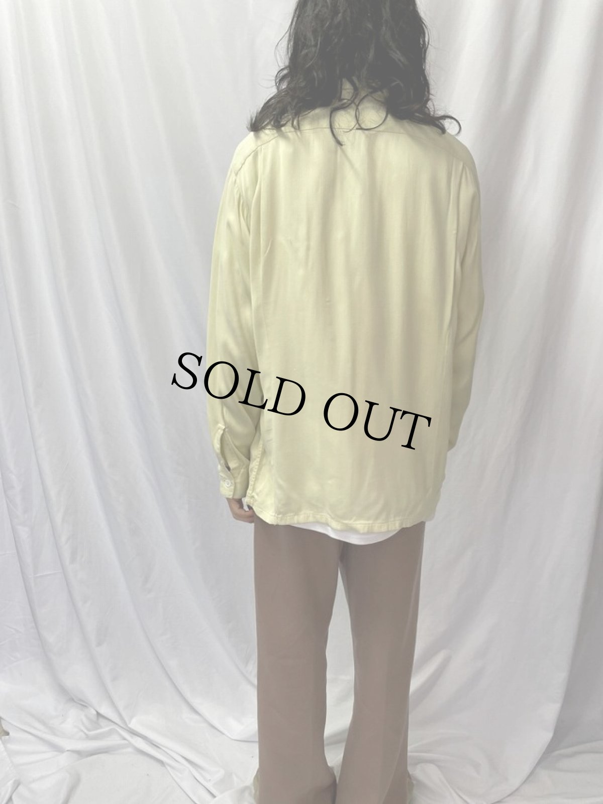 画像4: 50's BRENT USA製 レーヨンギャバジン オープンカラーシャツ XL (4)