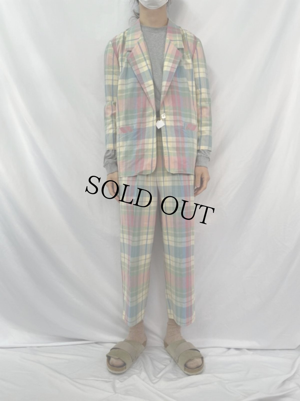 画像2: 90's ALFRED DUNNER USA製 マドラスチェック柄 ジャケット/イージーパンツ SETUP DEADSTOCK (2)