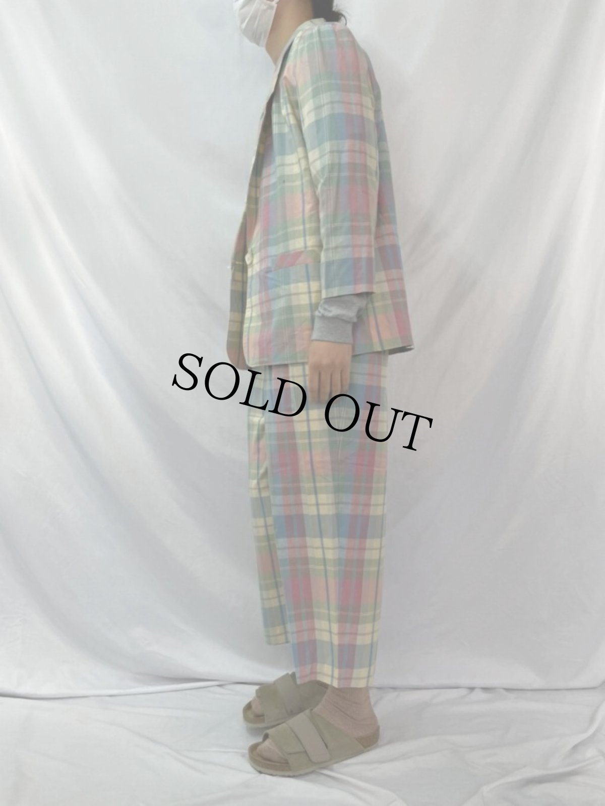 画像3: 90's ALFRED DUNNER USA製 マドラスチェック柄 ジャケット/イージーパンツ SETUP DEADSTOCK (3)