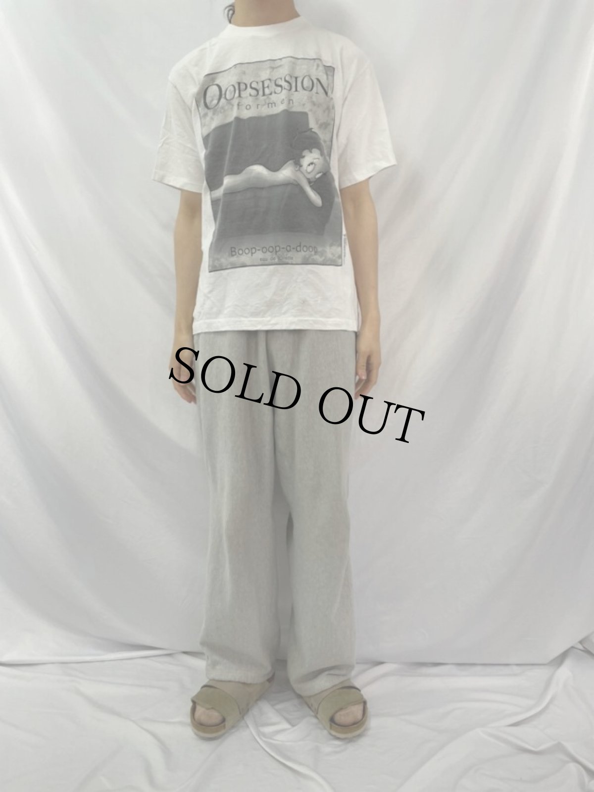 画像2: 90's Betty Boop USA製 "OOPSESSION for men" パロディTシャツ L (2)