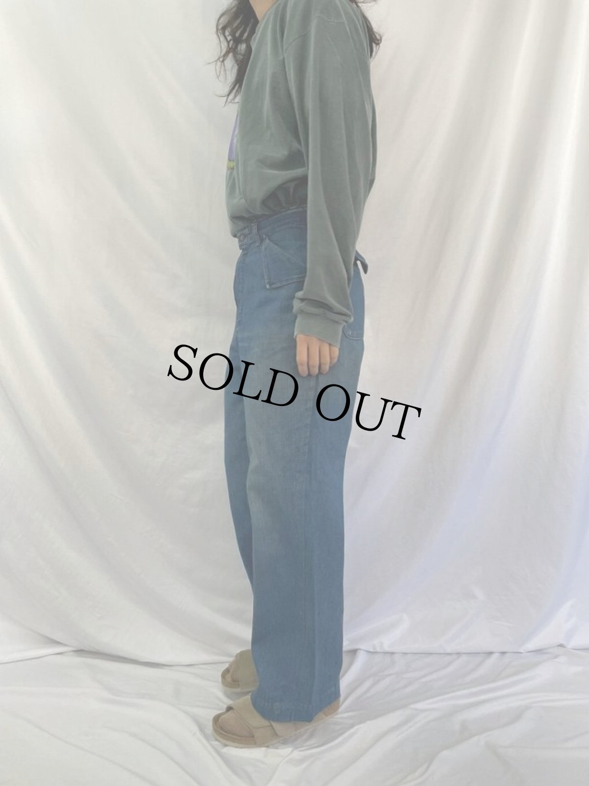 画像3: 60〜70's STOREBRAND デニムフレアパンツ W31 (3)