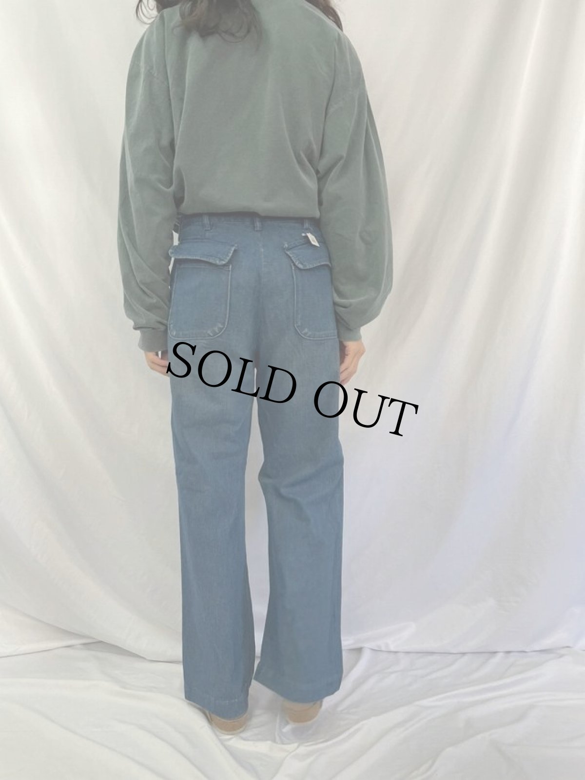 画像4: 60〜70's STOREBRAND デニムフレアパンツ W31 (4)