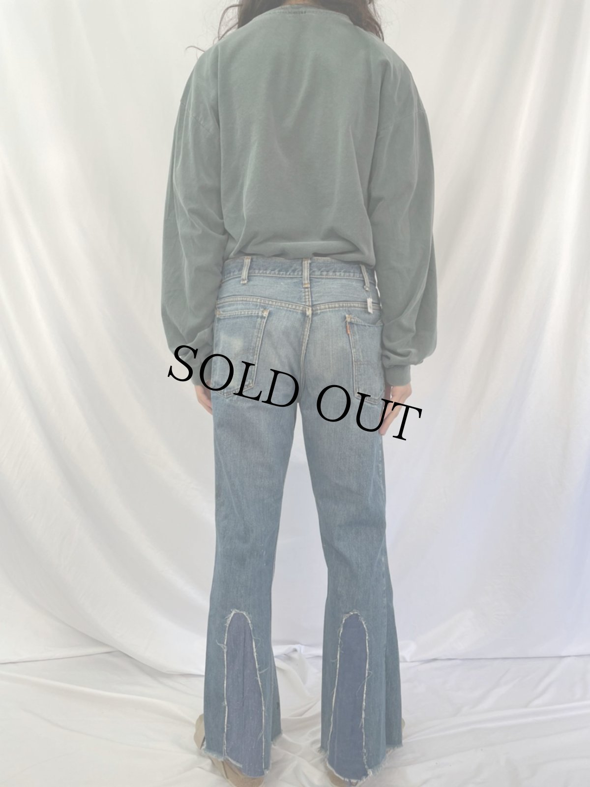 画像5: 70's LEVI'S 646 BIGE ベルボトムデニムパンツ W35 (5)