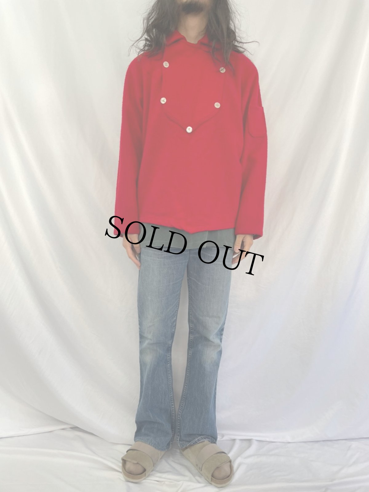 画像2: 50's WOOLRICH ビブフロント メルトンキャバルリーシャツ L (2)