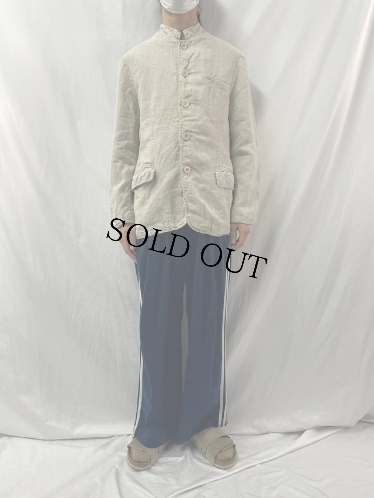 画像2: 90's ARMANI JEANS リネンマオカラージャケット S (2)