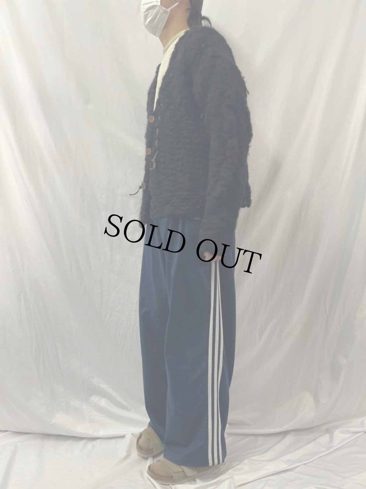 画像3: 90's〜 ISSEY MIYAKE JAPAN製 レザーステッチワーク ランダムウールニットセーター M (3)