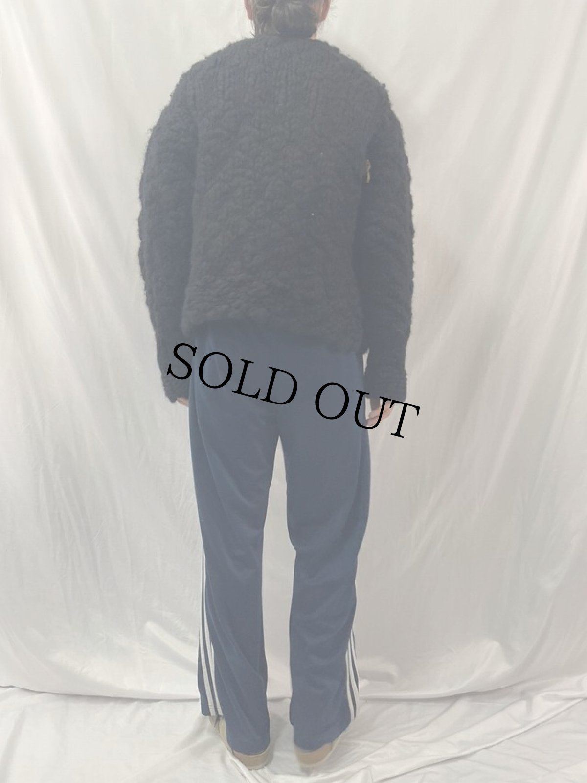 画像4: 90's〜 ISSEY MIYAKE JAPAN製 レザーステッチワーク ランダムウールニットセーター M (4)