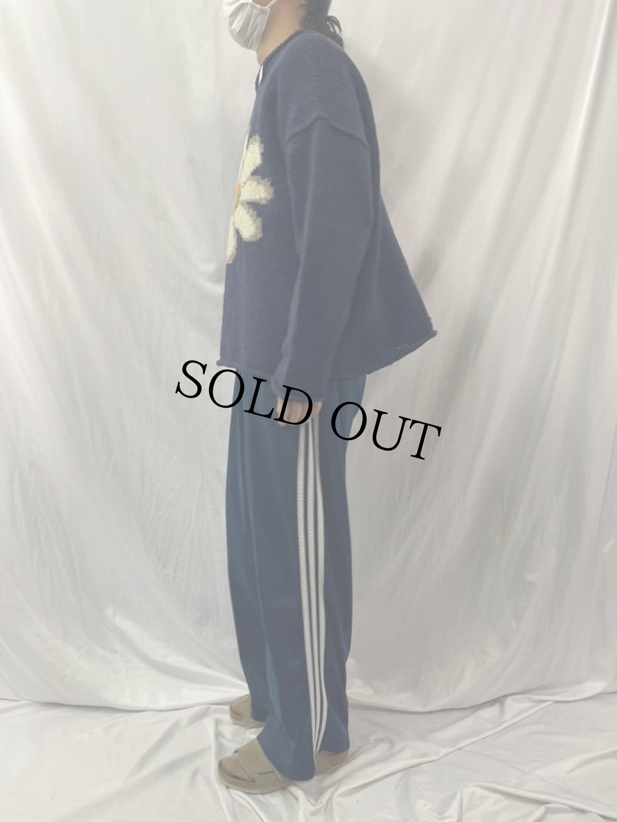 画像3: 花柄編み ロールネック ウールニットセーター (3)