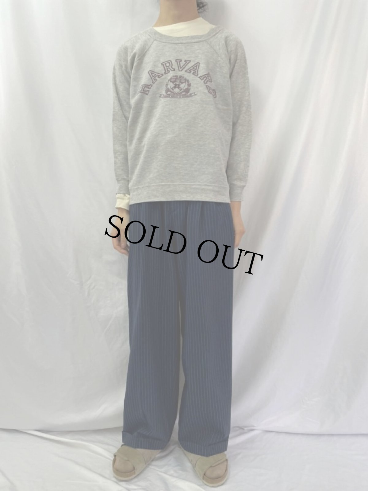 画像3: 80's Champion トリコタグ USA製 "HARVARD" プリントラグランスウェット XL (3)