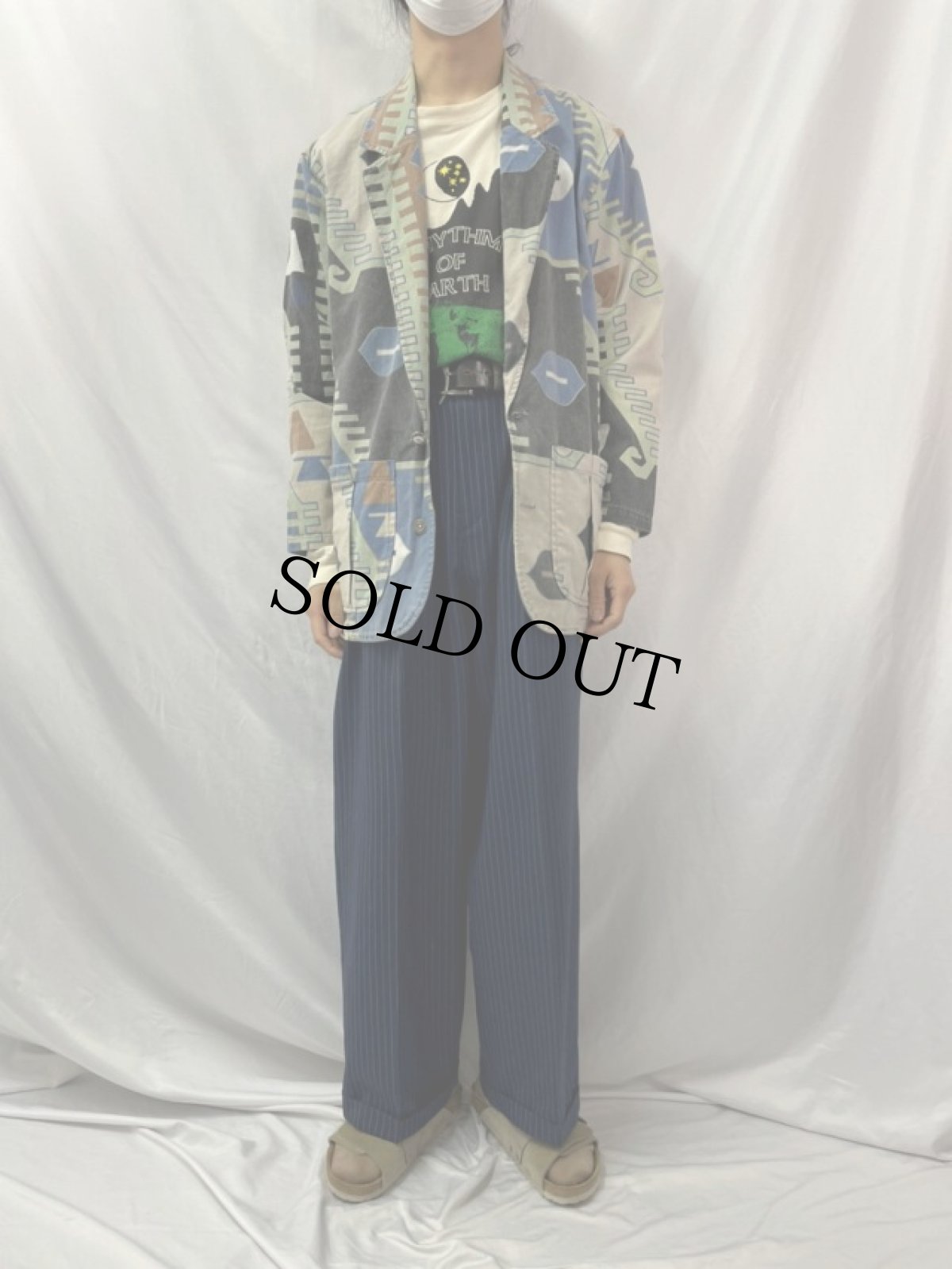 画像2: 90's〜 CHICO'S DESIGN 総柄 コットンテーラードジャケット (2)