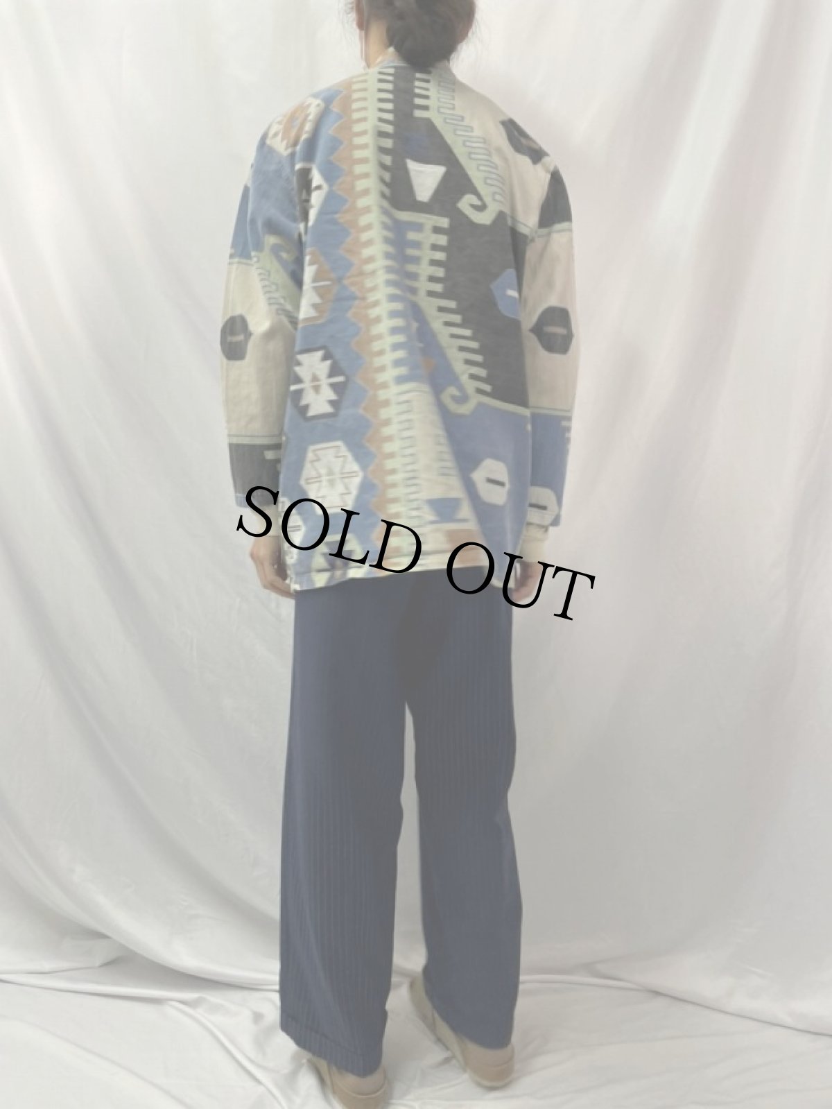 画像4: 90's〜 CHICO'S DESIGN 総柄 コットンテーラードジャケット (4)