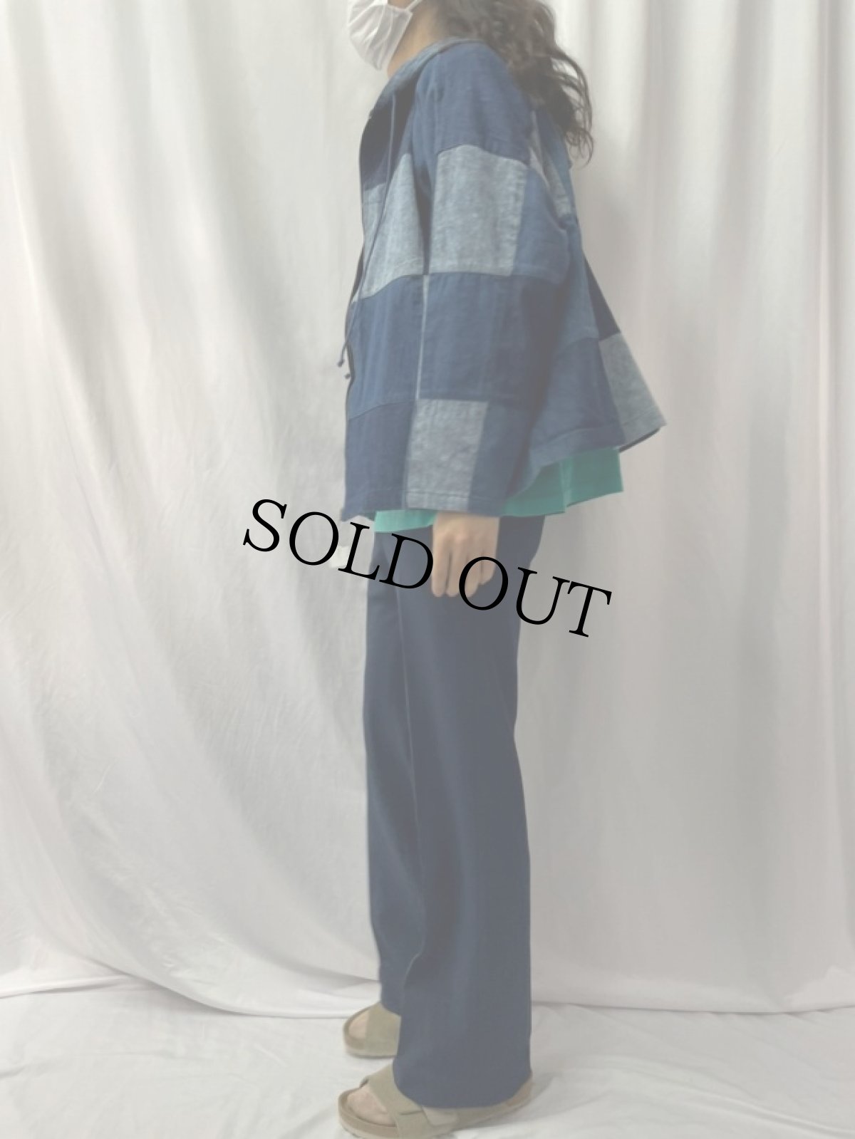 画像3: 90's デニムパッチワーク ジップパーカー (3)