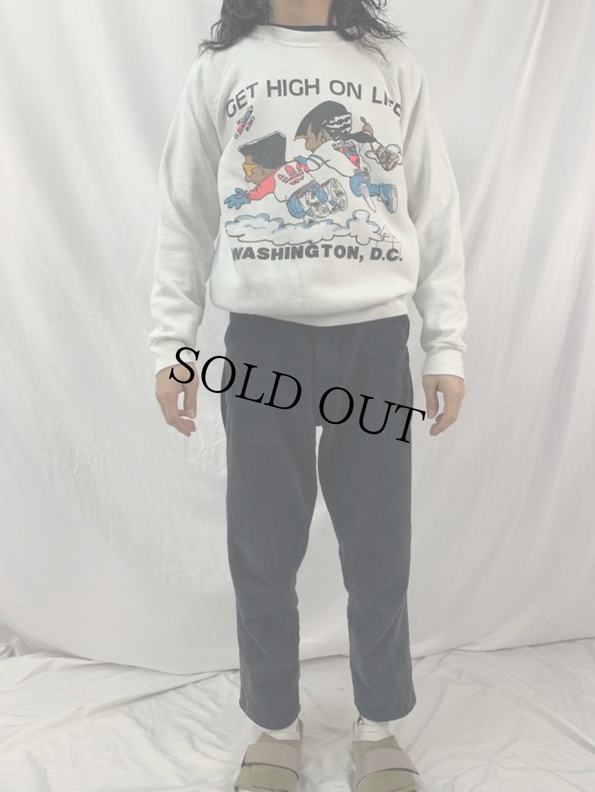 画像2: 80's USA製 "GET HIGH ON LIFE" bootleg プリントスウェット L (2)