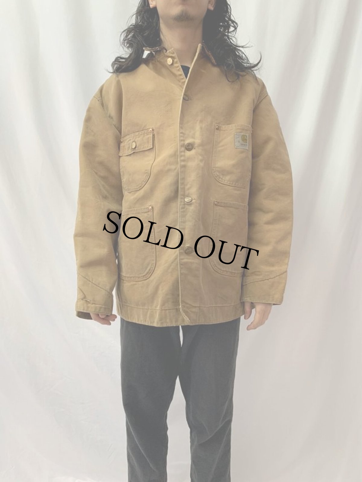 画像2: 70's Carhartt プリントタグ USA製 ブランケットライナー ダックカバーオール SIZE48 (2)