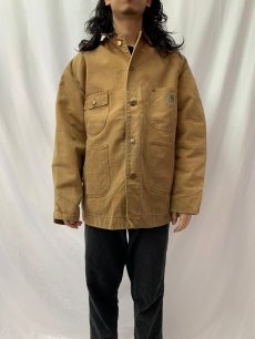 画像2: 70's Carhartt プリントタグ USA製 ブランケットライナー ダックカバーオール SIZE48 (2)