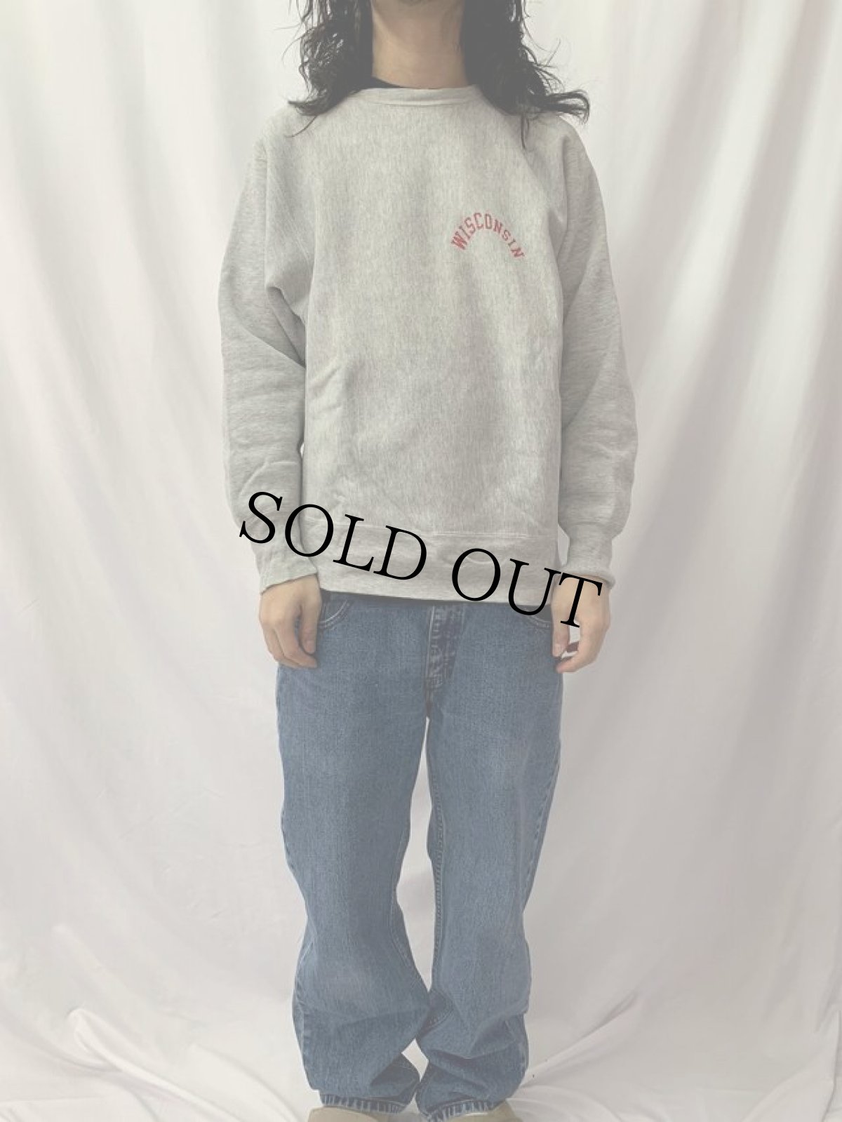 画像2: 70's Champion 青単色タグ REVERSE WEAVE USA製 "WISCONSIN" プリントスウェット L (2)