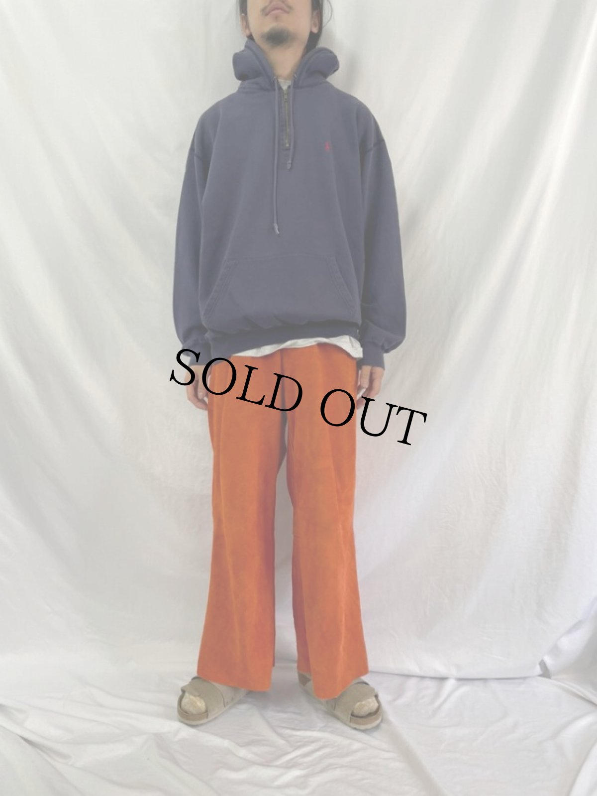 画像2: 90's〜 POLO Ralph Lauren ハーフジップ スウェットフーディー XL (2)