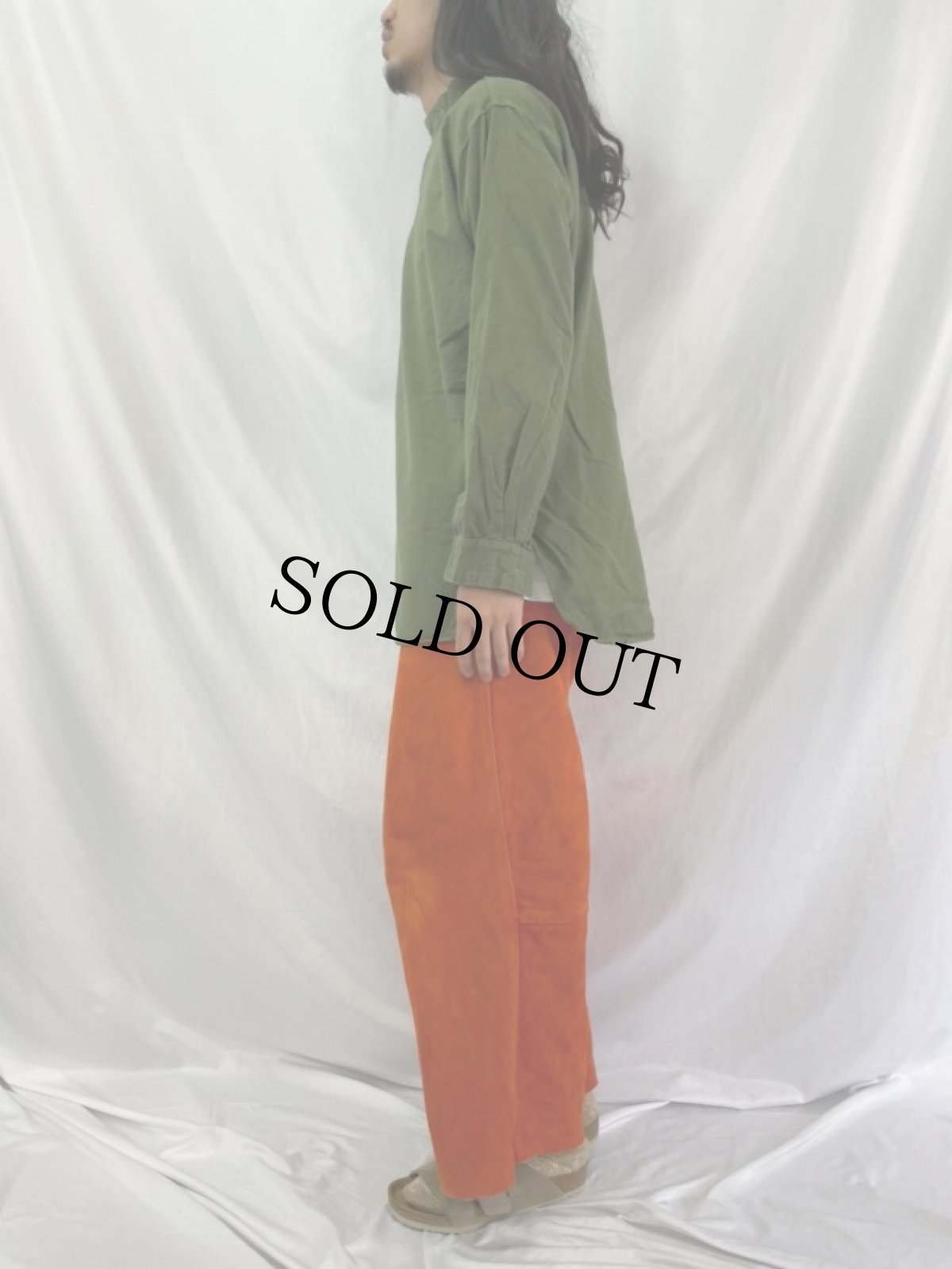 画像3: 50's SWEDISH MILITARY M-55初期 マチ付き スタンドカラー スリーピングシャツ (3)