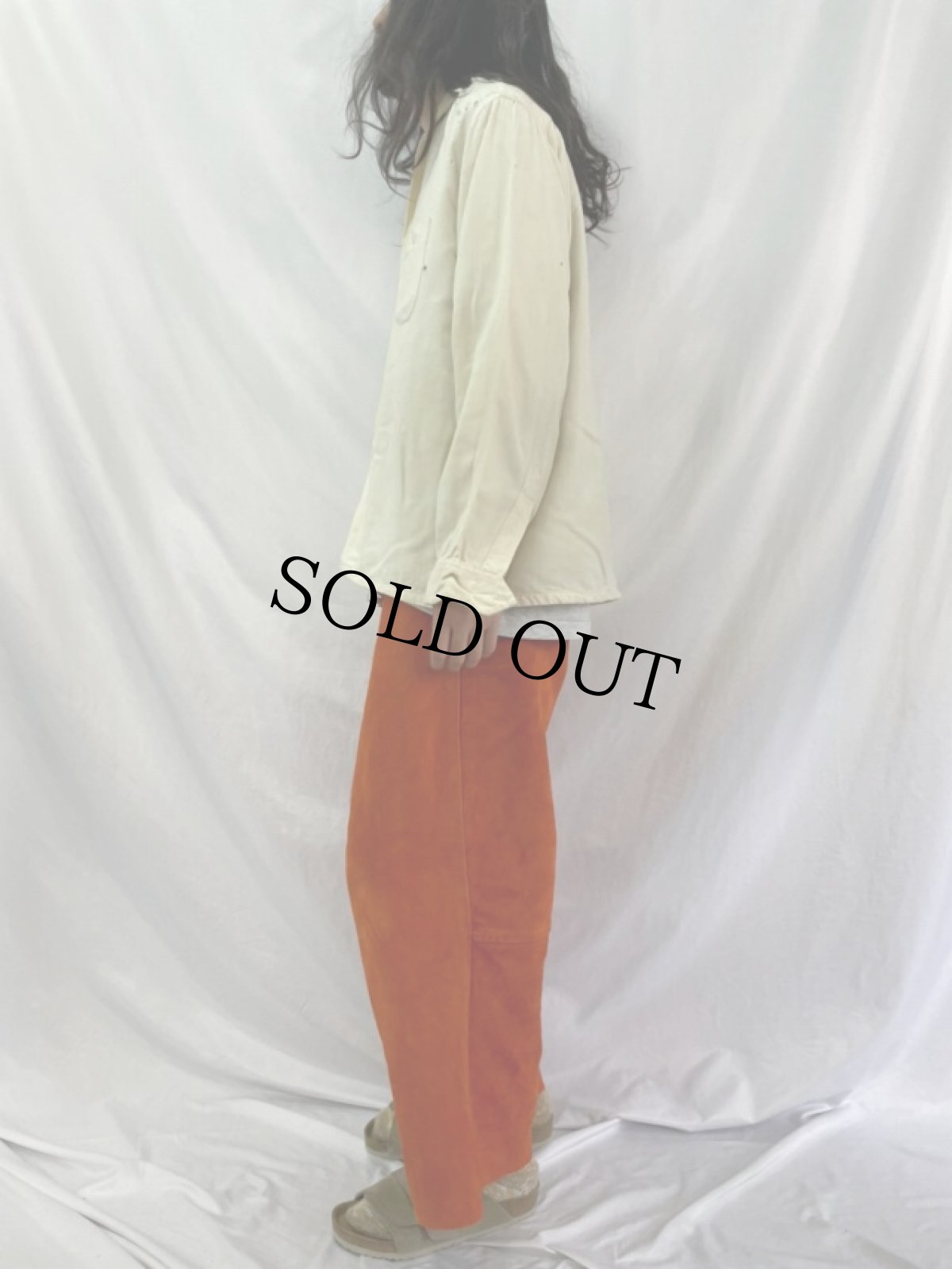 画像3: 50's Manhattan "Golden Needle" ハンドステッチ オープンカラー ウールフランネルシャツ L (3)