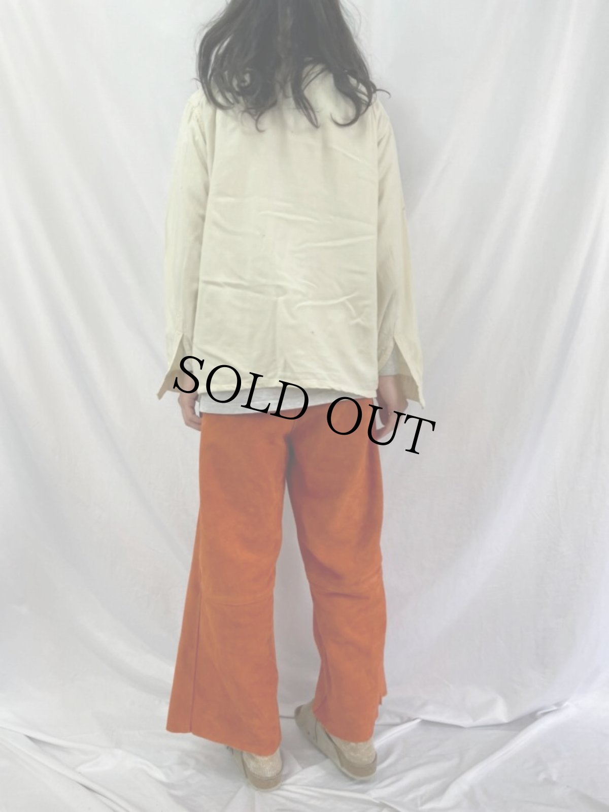 画像4: 50's Manhattan "Golden Needle" ハンドステッチ オープンカラー ウールフランネルシャツ L (4)