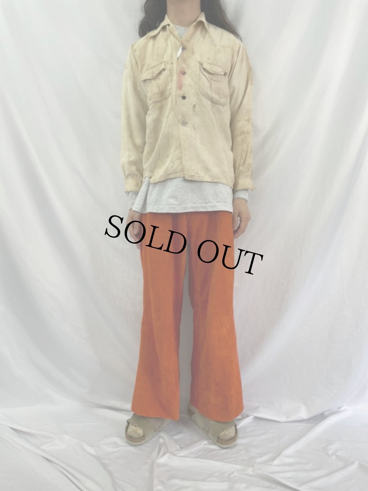 画像2: 40's HOWARD SPORTSWEAR レーヨンギャバ オープンカラーシャツ M (2)