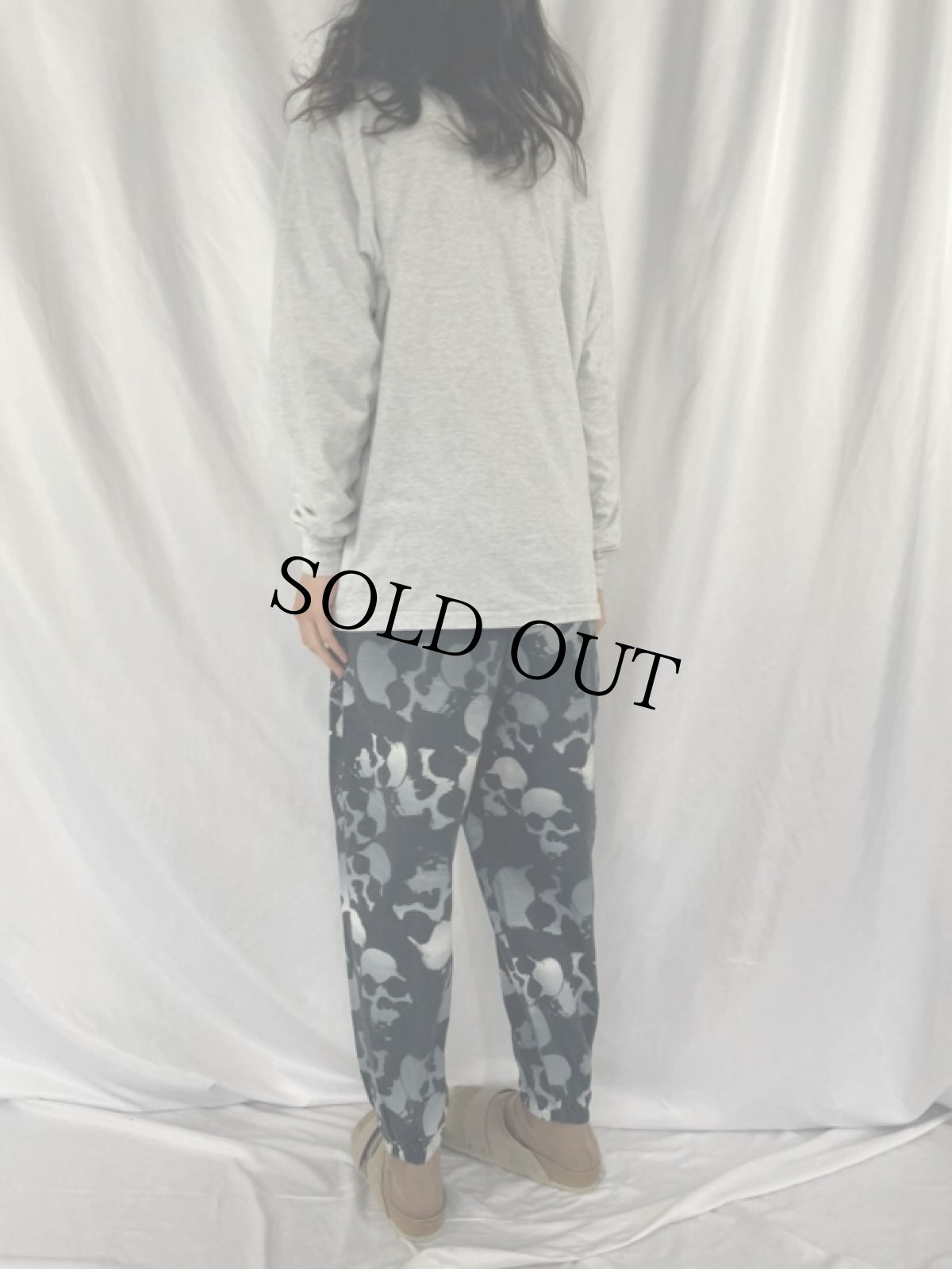 画像4: 80〜90's スカル総柄 イージーパンツ S (4)