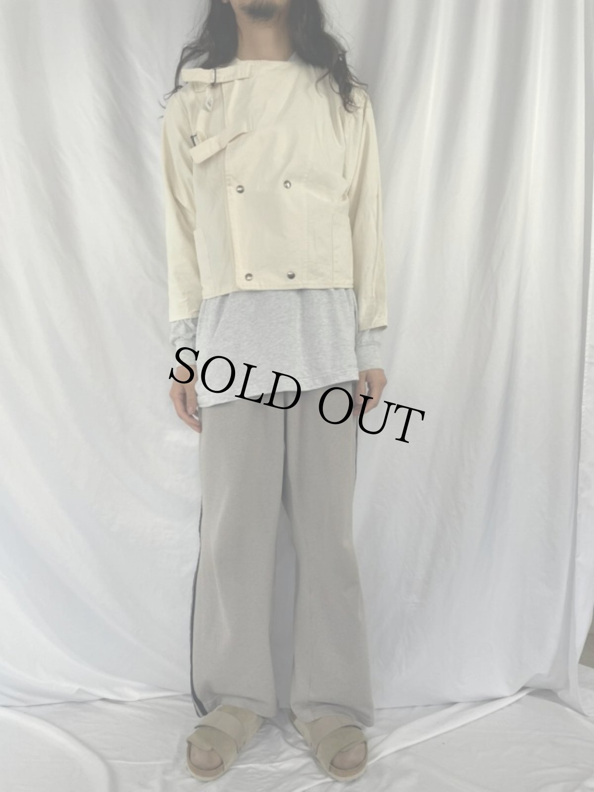 画像2: CANADA製 ダブルブレストデザインノーカラージャケット M (2)