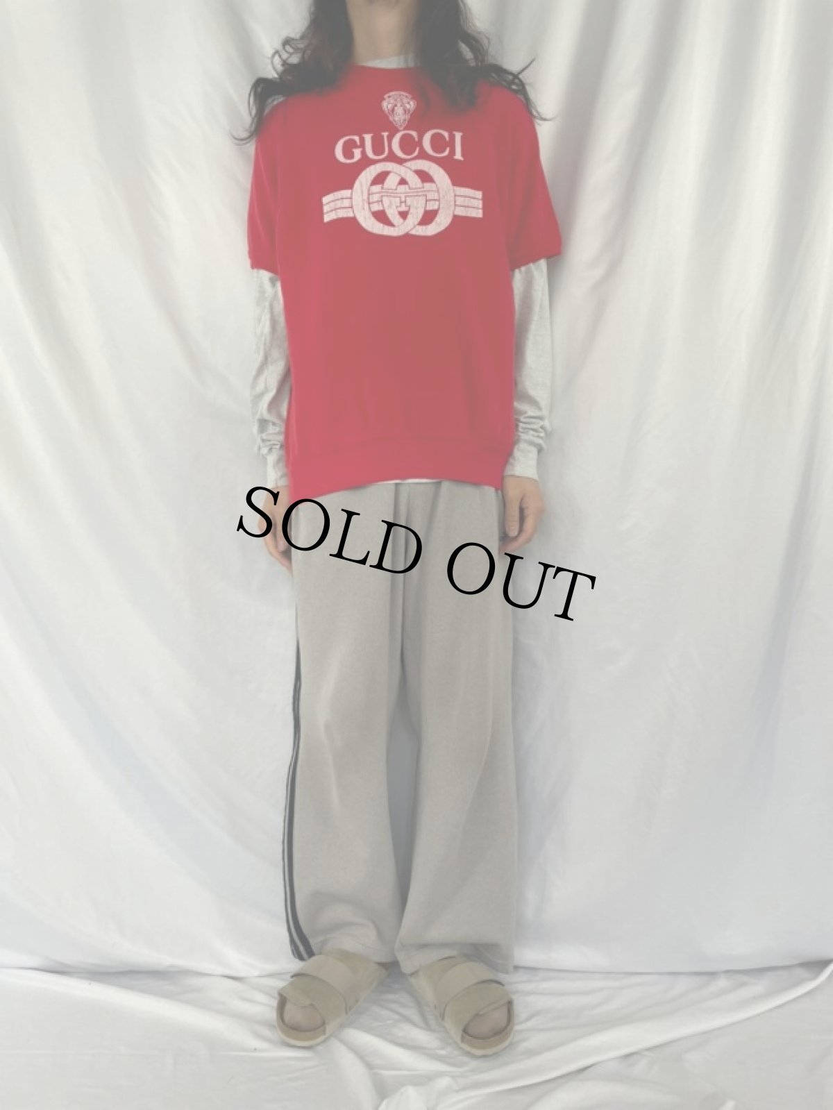 画像3: 80〜90's USA製 ブート GUCCI ロゴプリント 半袖スウェット XL (3)