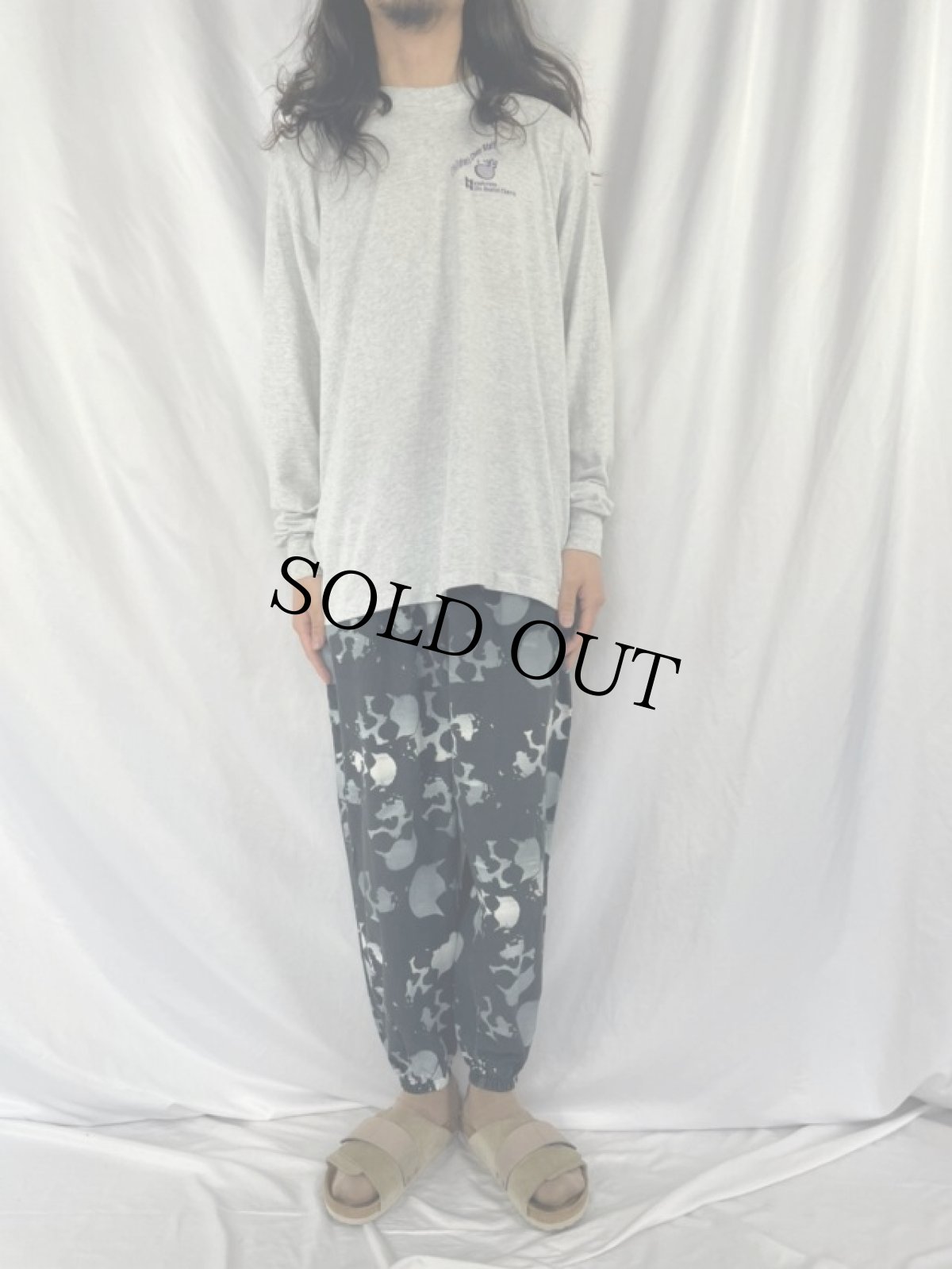 画像2: 80〜90's スカル総柄 イージーパンツ S (2)