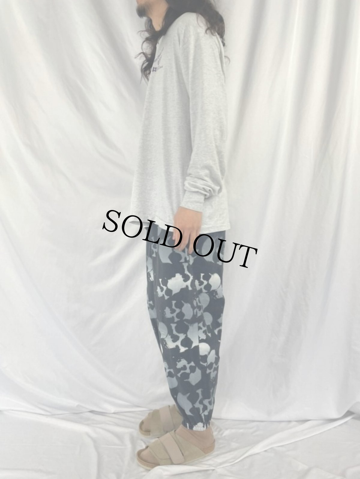 画像3: 80〜90's スカル総柄 イージーパンツ S (3)