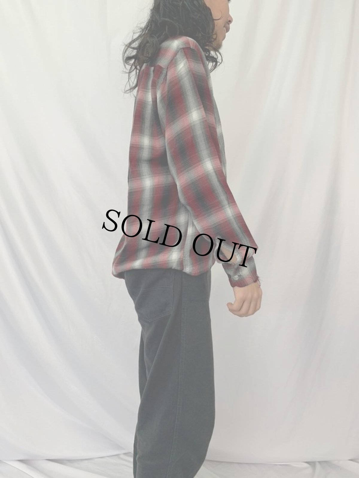 画像3: 60's PENNY'S TOWNCRAFT オンブレーチェック柄 オープンカラーレーヨンシャツ M (3)