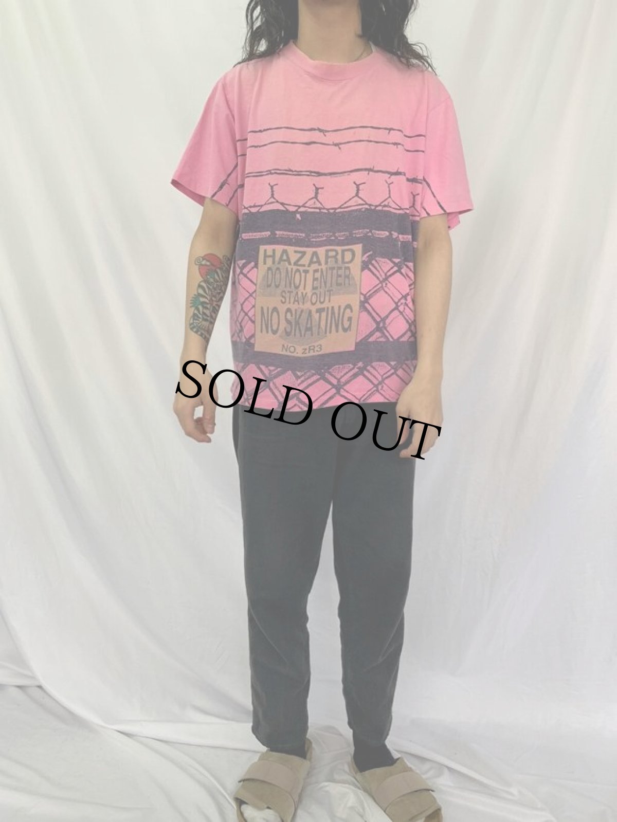 画像2: 90's Ocean Pacific 有刺鉄線プリントTシャツ L (2)