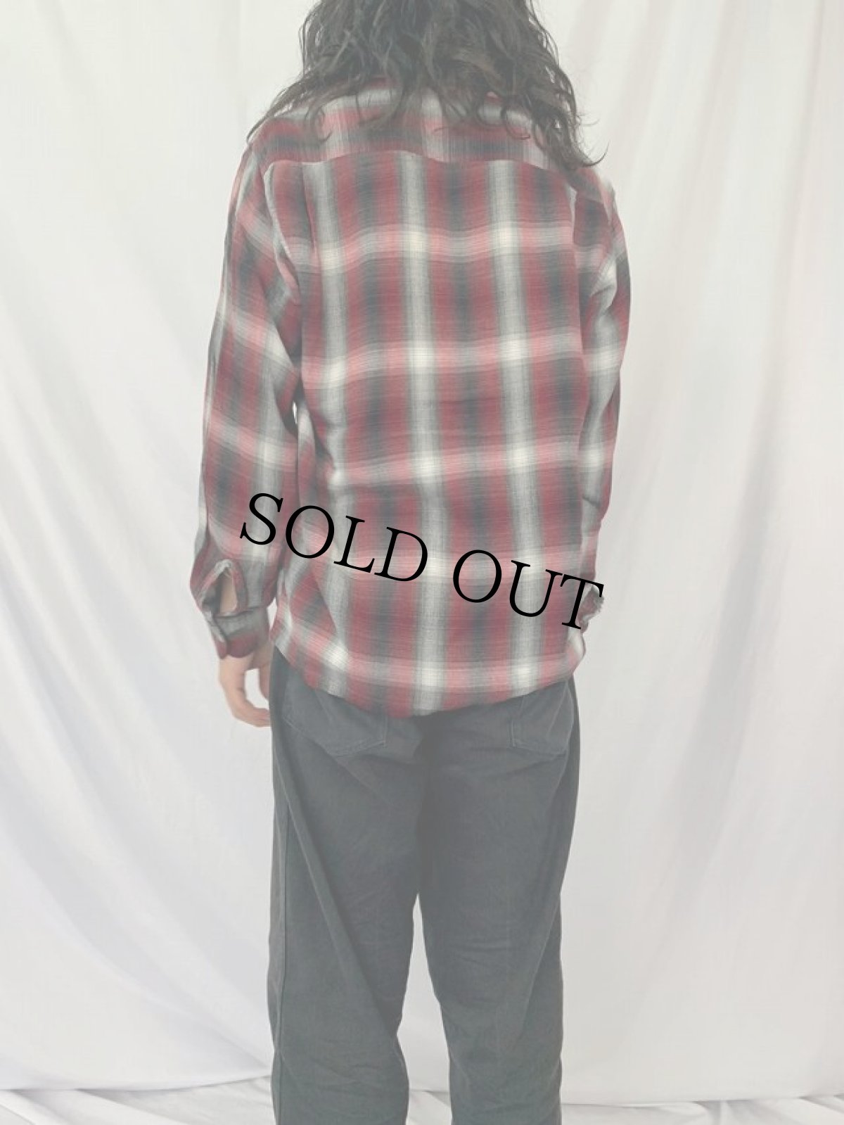 画像4: 60's PENNY'S TOWNCRAFT オンブレーチェック柄 オープンカラーレーヨンシャツ M (4)