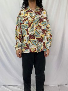 画像2: 40〜50's Ashfield by Duke of Hollywood Co レーヨン長袖アロハシャツ (2)