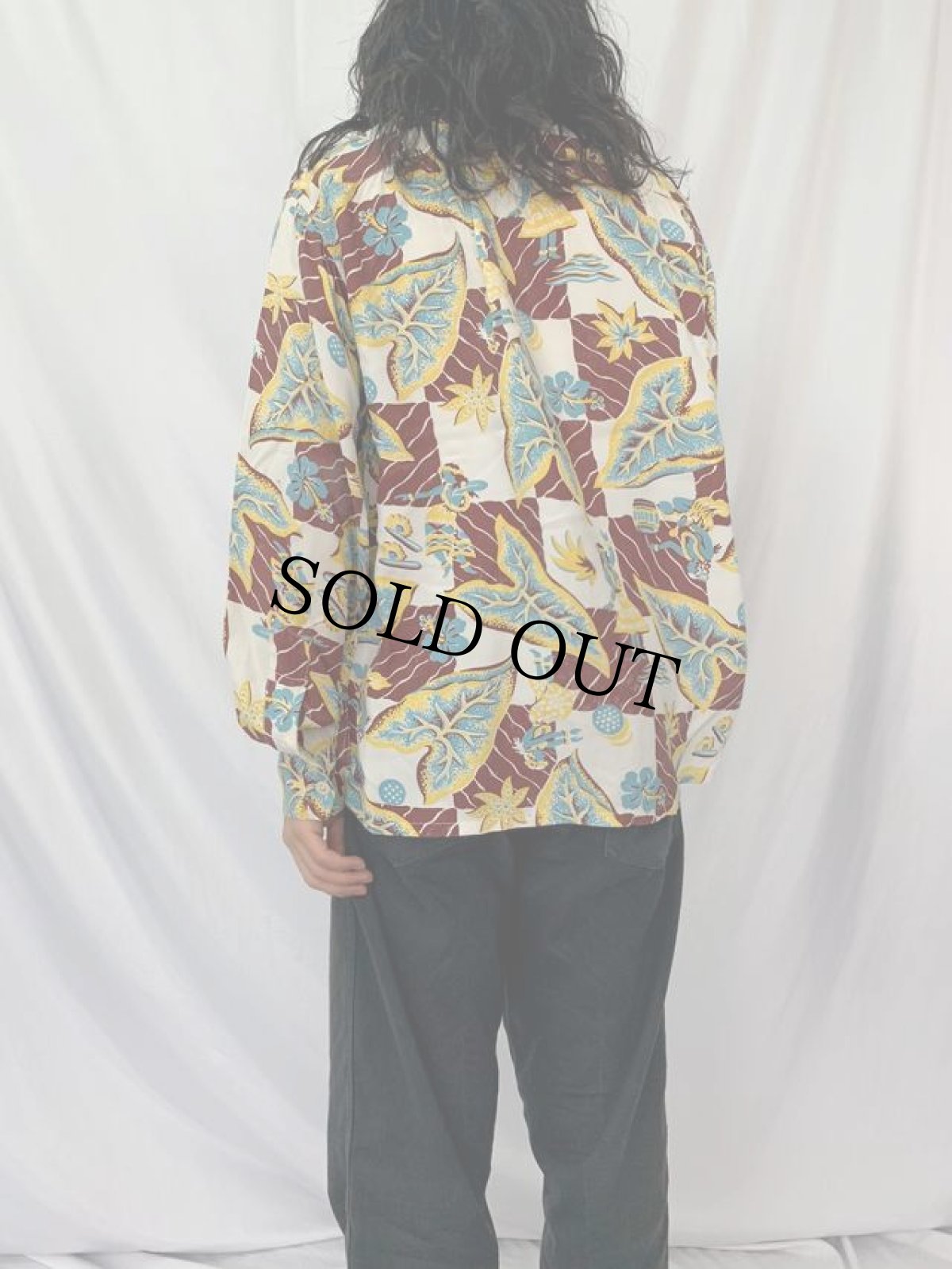 画像4: 40〜50's Ashfield by Duke of Hollywood Co レーヨン長袖アロハシャツ (4)