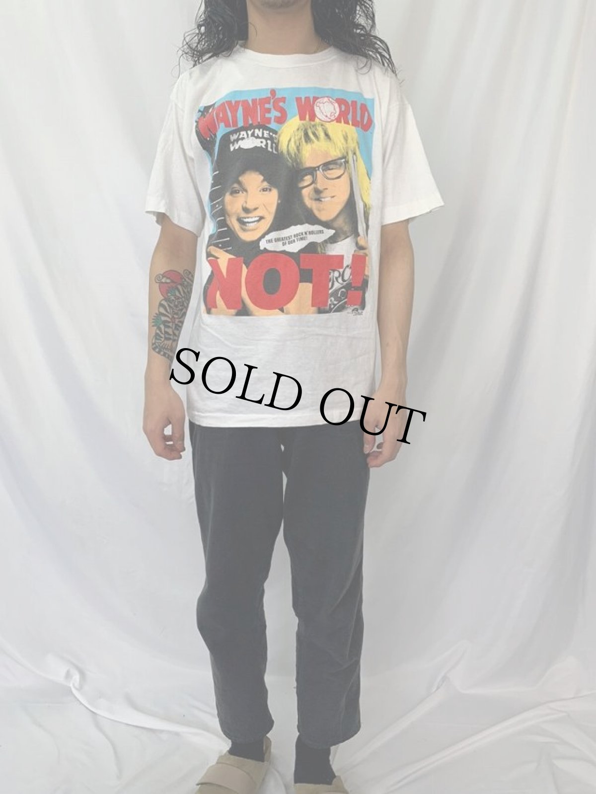 画像2: 90's Wayne's World コメディ映画Tシャツ L (2)