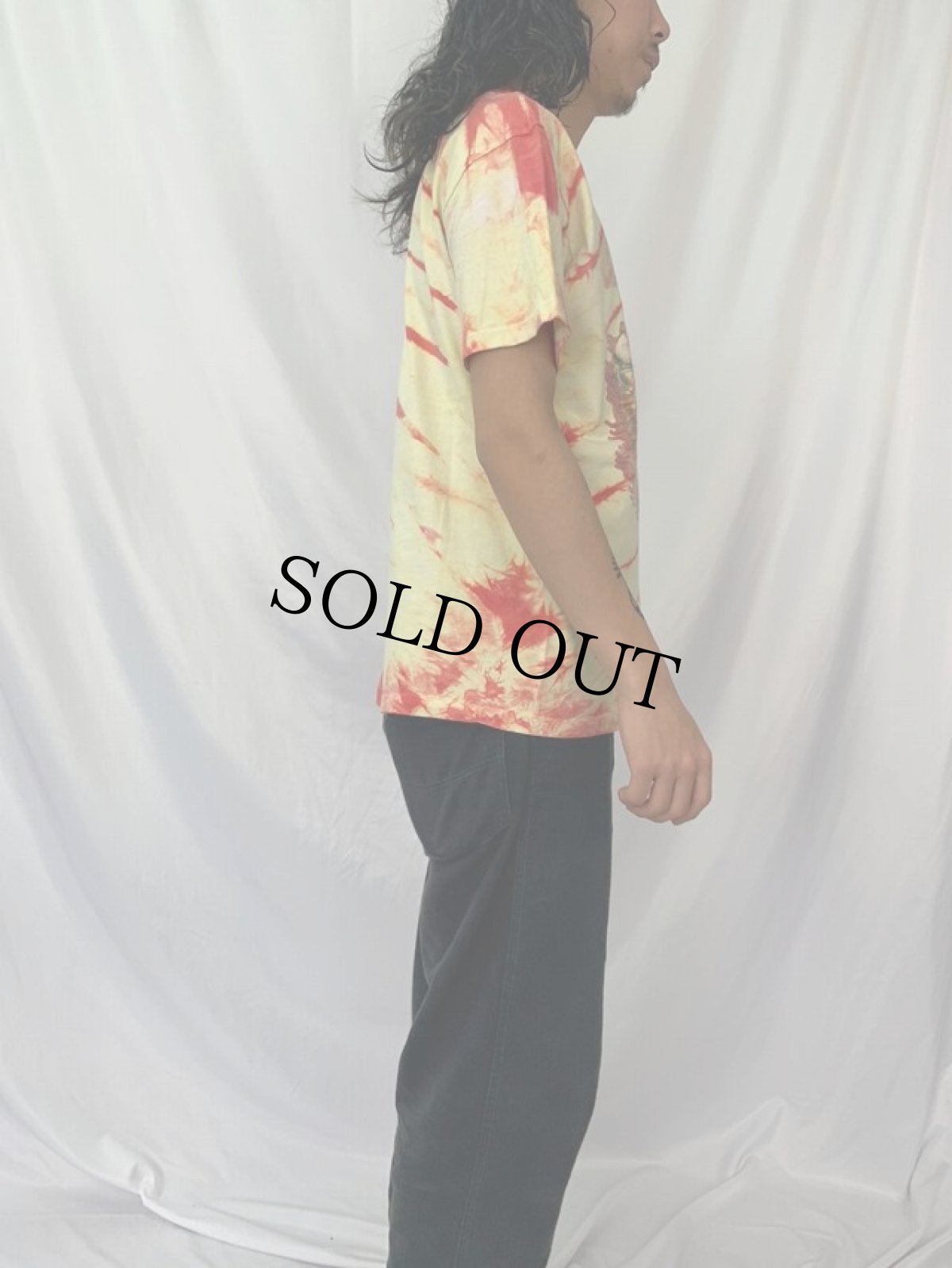 画像3: 80's Jimi Hendrix USA製 "flying eye ball" タイダイ染め ミュージシャンTシャツ L (3)