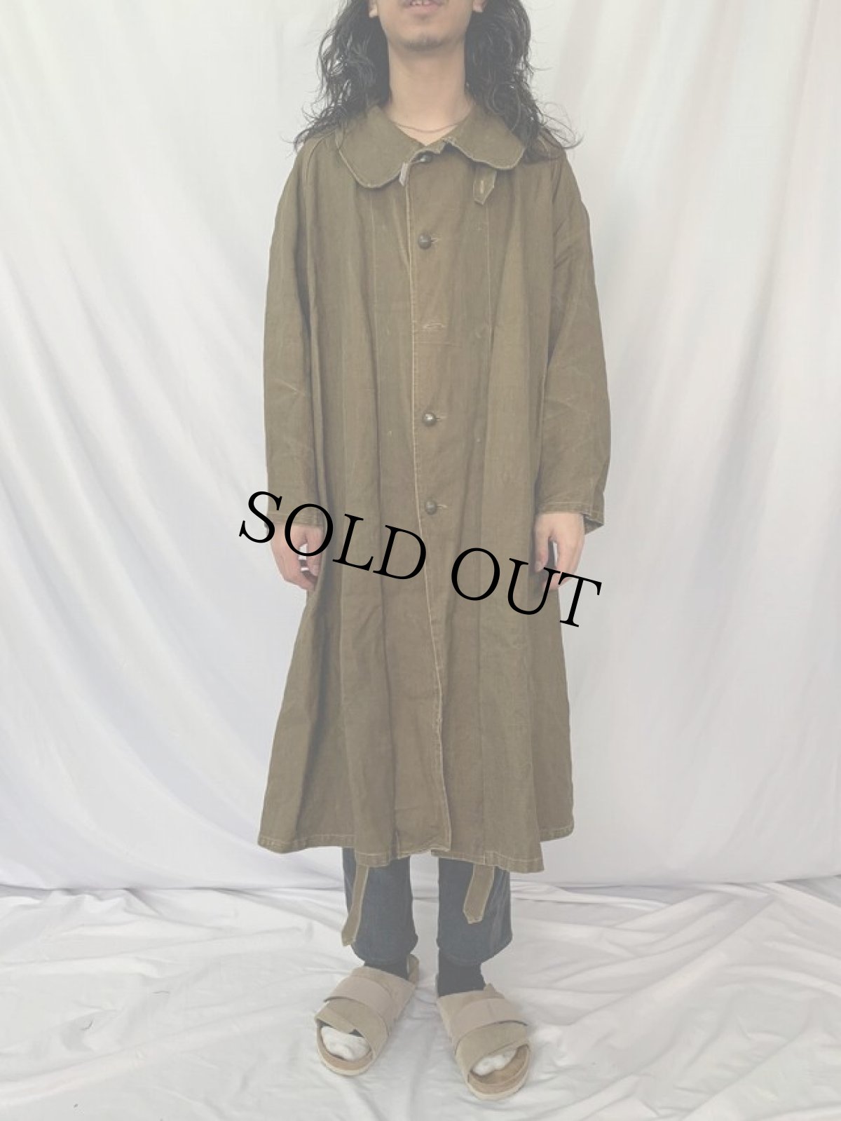 画像2: 30〜40's FRENCH ARMY M-35 リネン モーターサイクルコート (2)