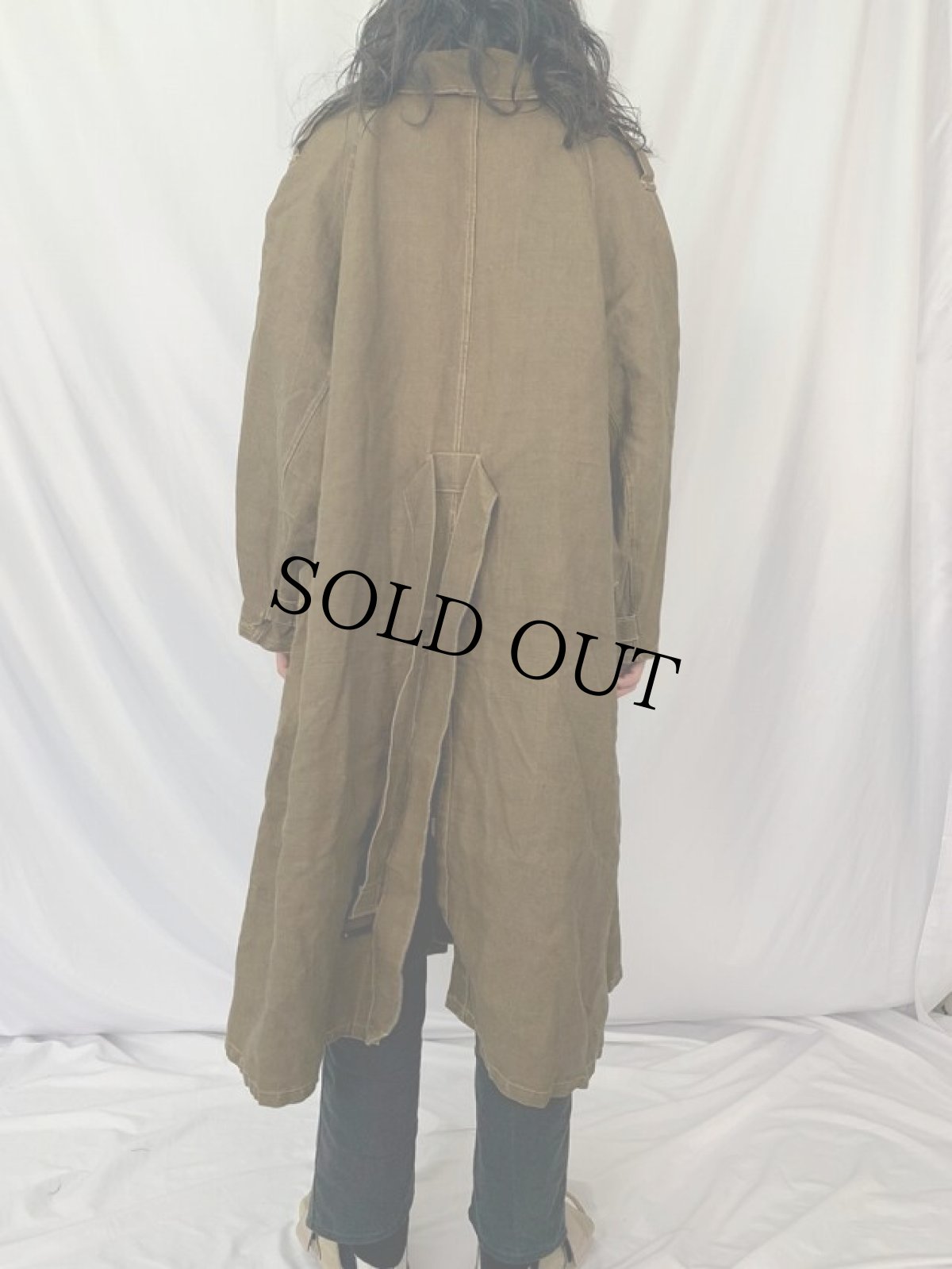 画像4: 30〜40's FRENCH ARMY M-35 リネン モーターサイクルコート (4)