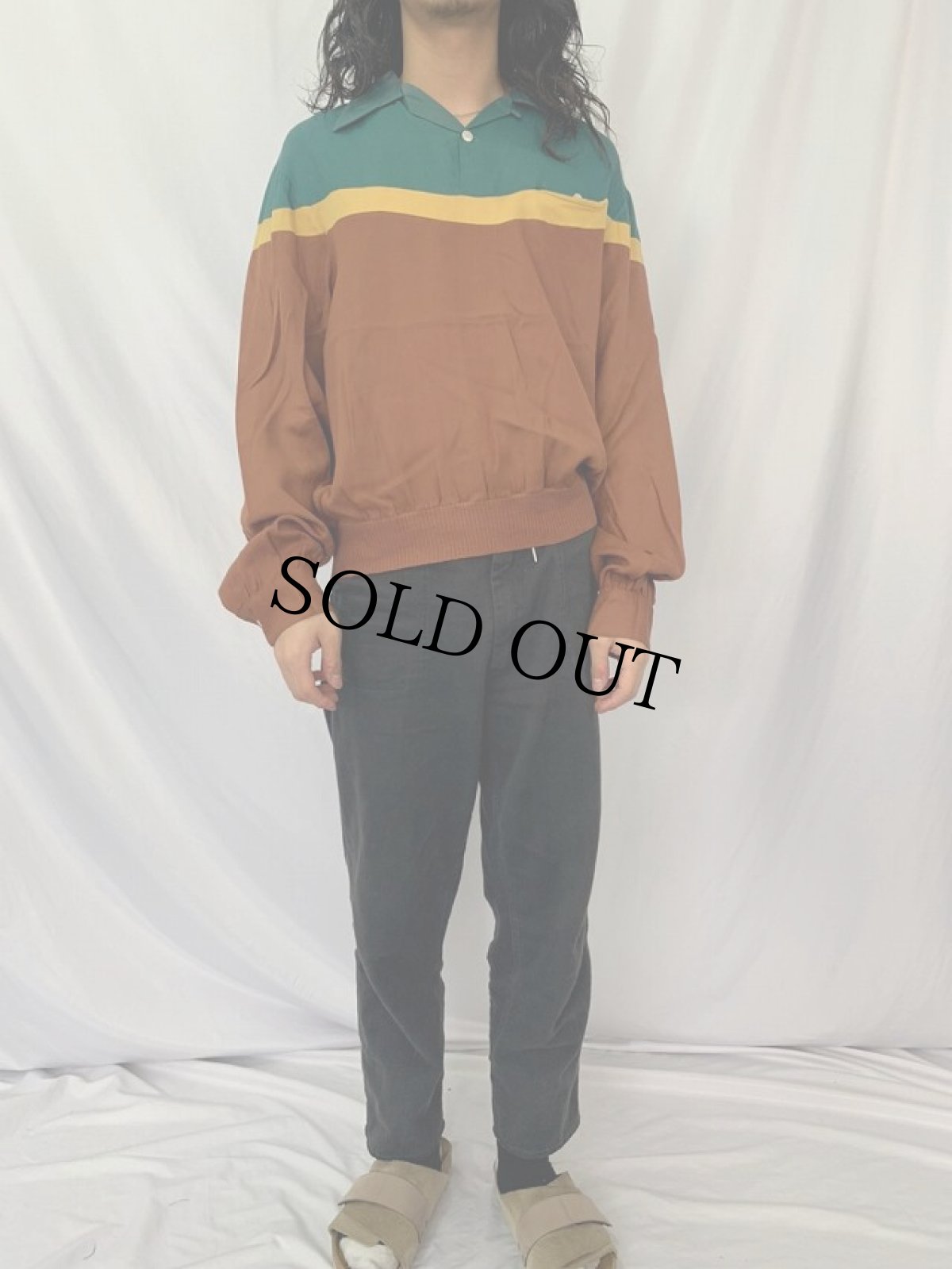 画像2: 50's McGREGOR USA製 オープンカラー レーヨンギャバ プルオーバーシャツ ML (2)