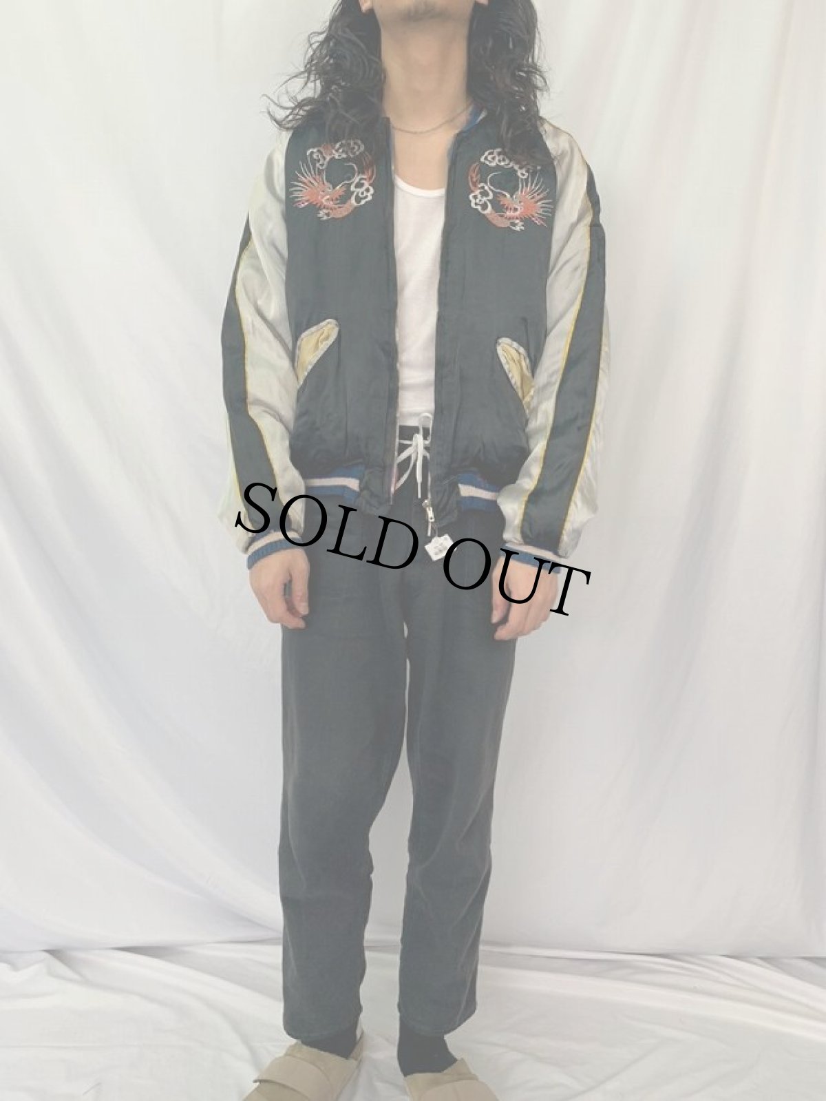 画像5: 50's "JAPAN" 鷹×富士山 サテンスカジャン (5)