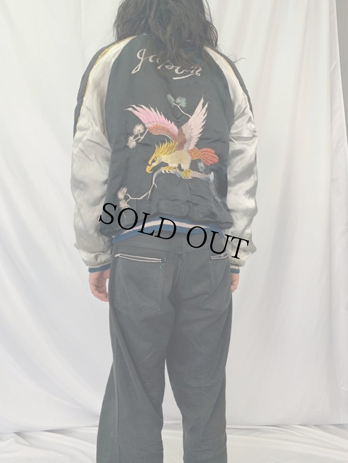 画像7: 50's "JAPAN" 鷹×富士山 サテンスカジャン (7)