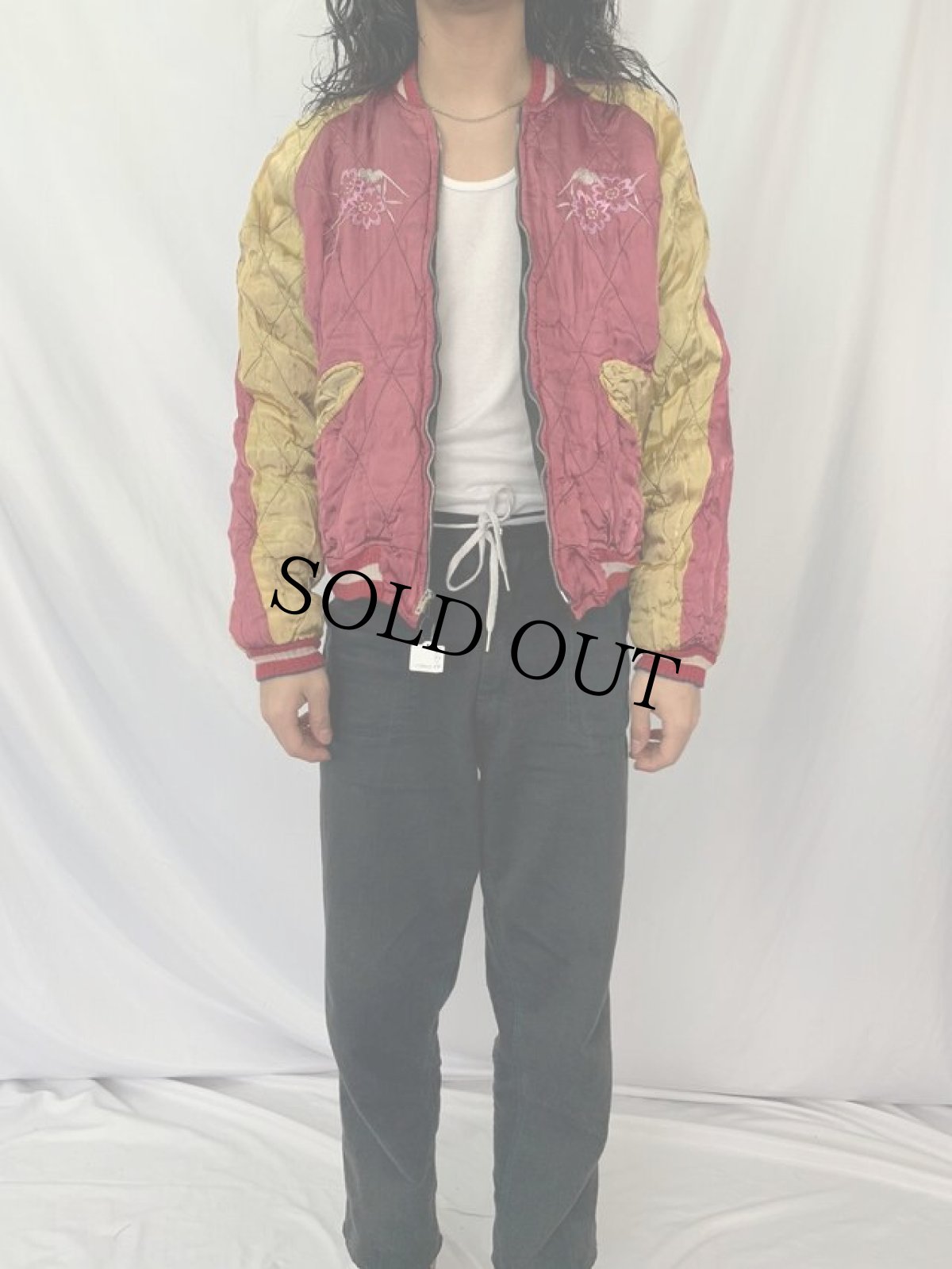 画像8: 50's "JAPAN" 鷹×富士山 サテンスカジャン (8)