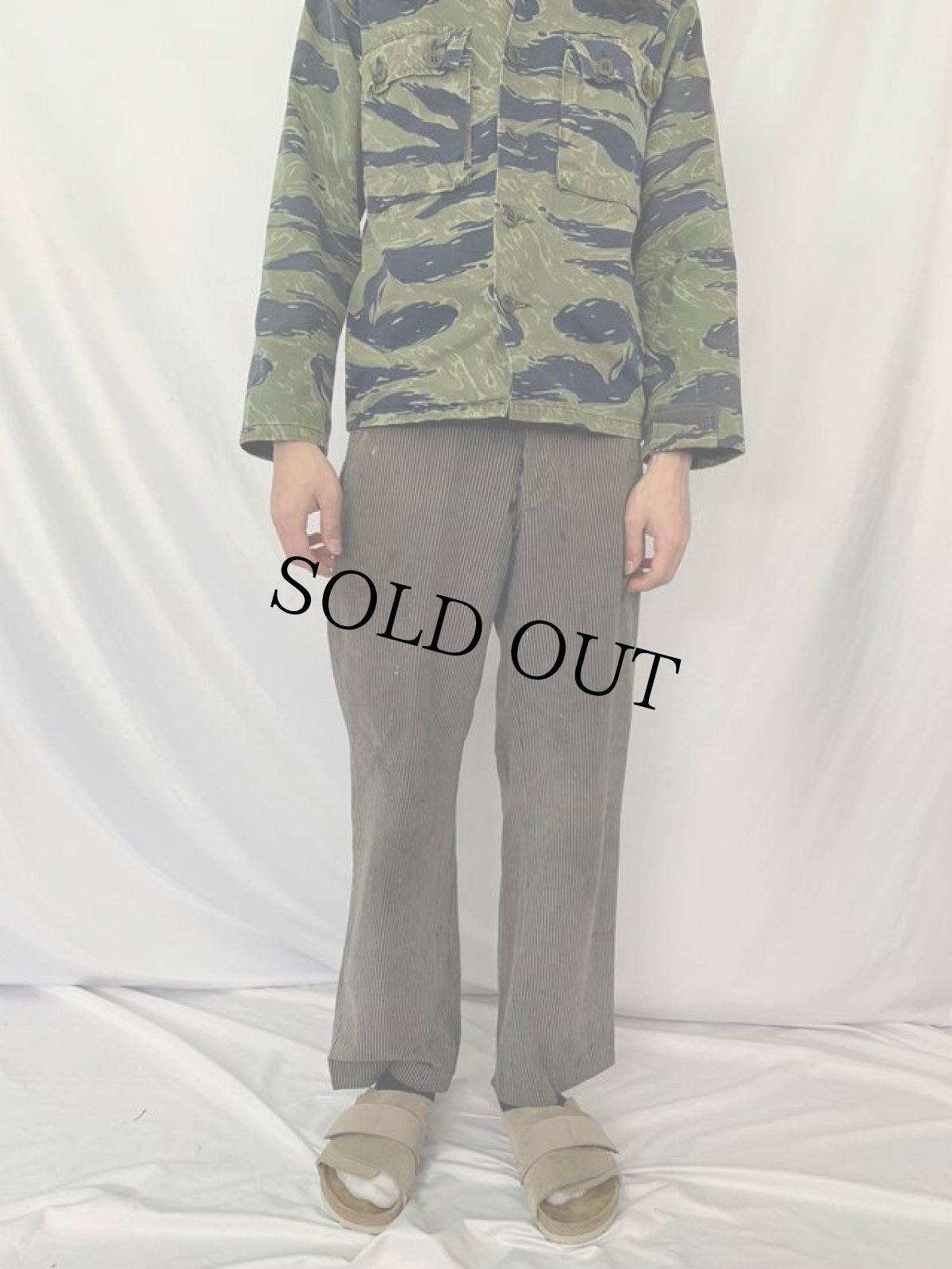 画像2: 40's COLTEX 杢ストライプ ワークパンツ W29 (2)